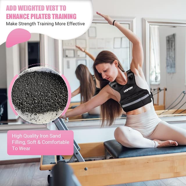 Thumbnail 6 de Adjustable Weighted Vest (2.72–5.44kg) with 6 Removable 0.45kg Ironsand Weights, Reflective Strips & Plus Pockets