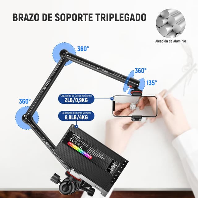 Detalle 1 de NEEWER TL253A - Soporte de Mesa Telescópico para Cámara