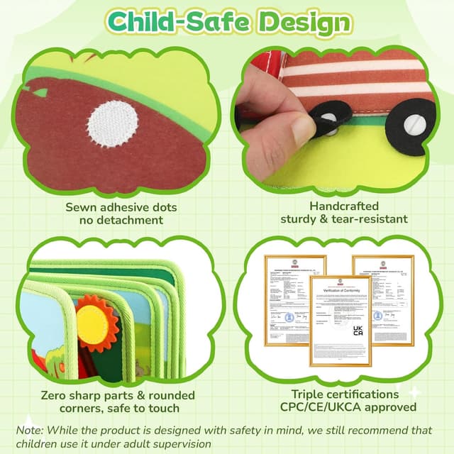 Detalle 2 de Kyteazr Busy Book Montessori Farm Board (25 activities) for 1+ year olds