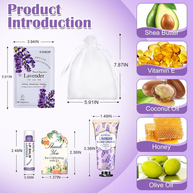 Detalle de 60 Pack Bulk Lip Balm, Facial Mask & Hand Cream Sets for Easter Baskets, Teacher Appreciation, and Bridesmaid Gifts