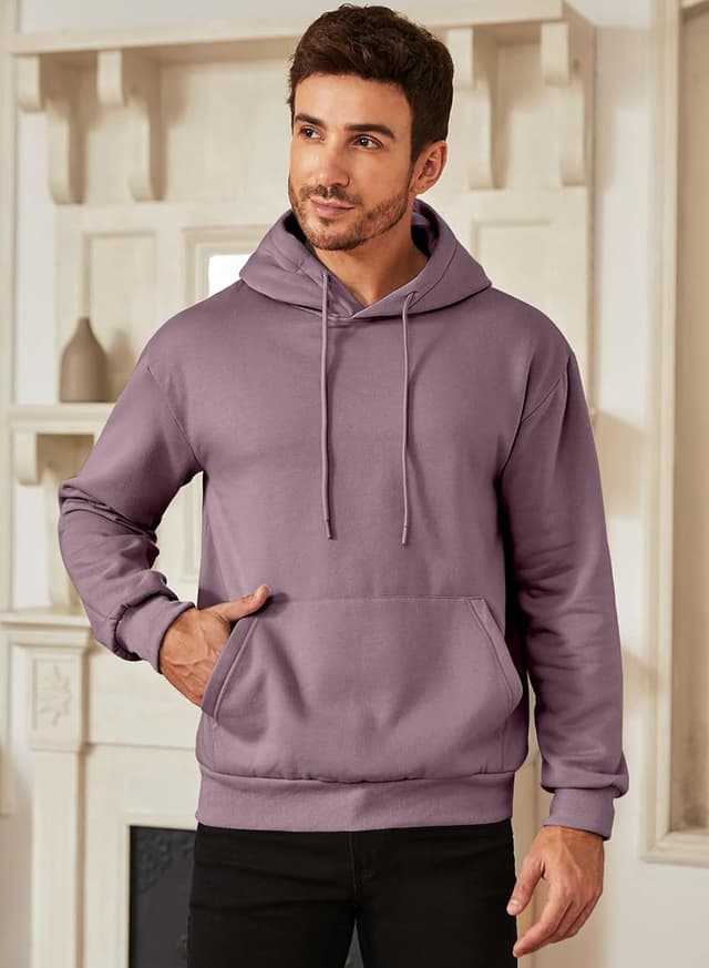 Detalle de JMIERR Herren Hoodie Freizeit-Pullover mit Kängurutasche und Kordelzug – warmes Langarm-Sweatshirt mit Kapuze
