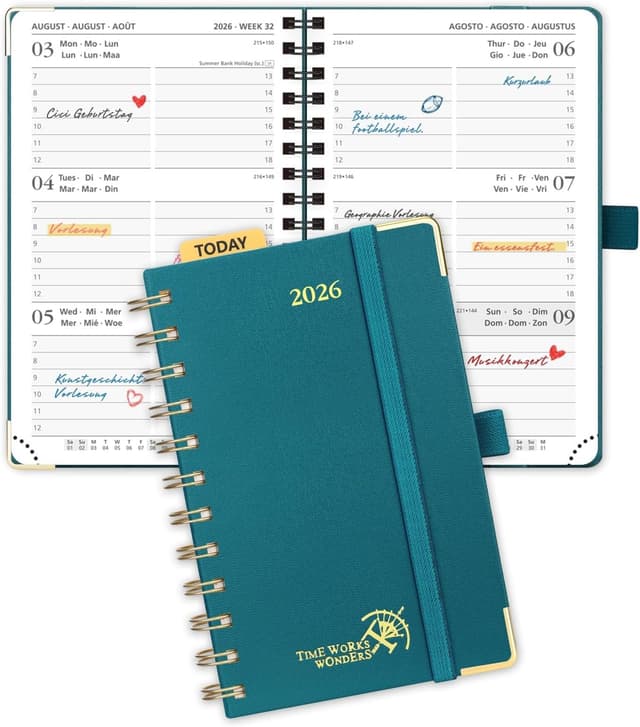 Detalle 2 de POPRUN Kalender 2026 Buchkalender 21,5×16 cm 📅