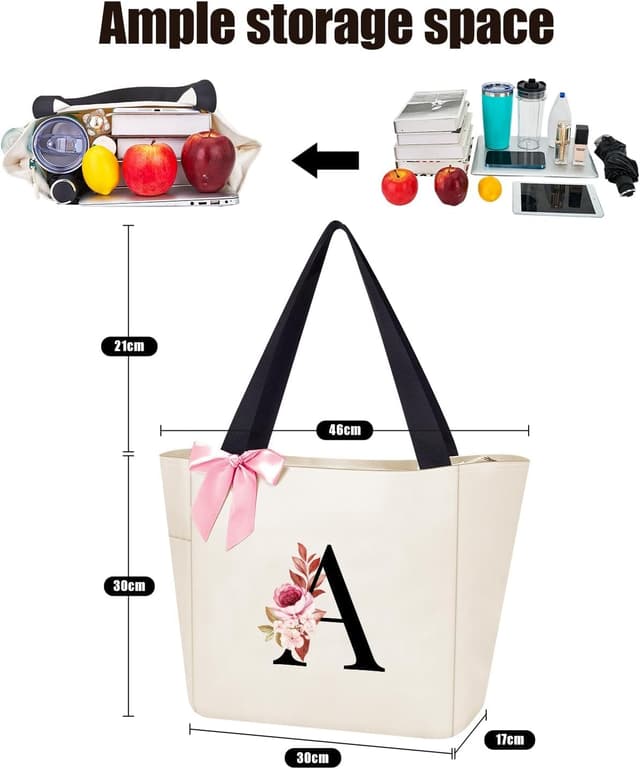Detalle de Vavabox A-Z Initial Personalized Tote Bag 46x30cm
