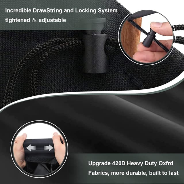 Detalle 2 de RICHIE Round Garden Furniture Cover Waterproof 250x90cm (420D) – Black circular patio table cover