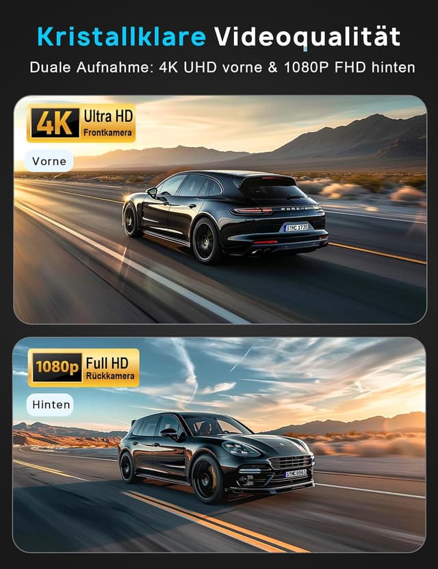 Thumbnail 1 de Navycrest Dashcam 4K vorne + 1080P hinten, Dualkamera