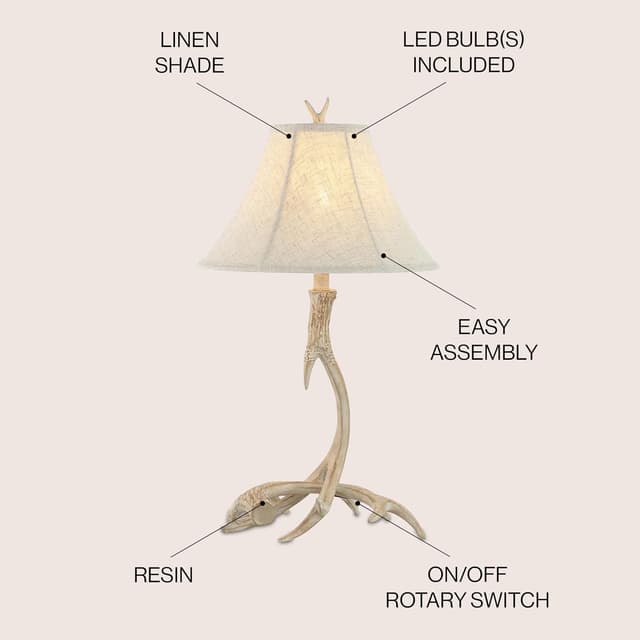 Detalle de 27.5" Rustic Table Lamp with Antler Style