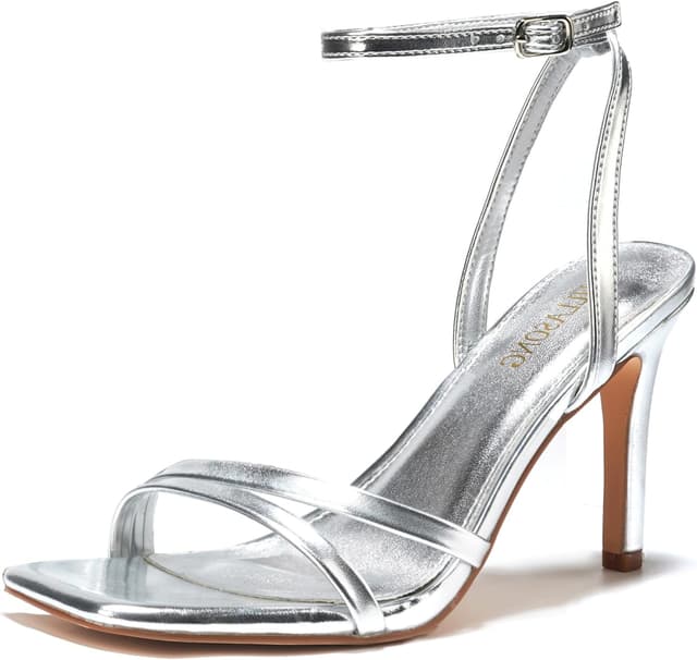 Detalle de LULLASONG Women’s Strappy Ankle Strap 3.5-Inch Square-Toe Heeled Sandals