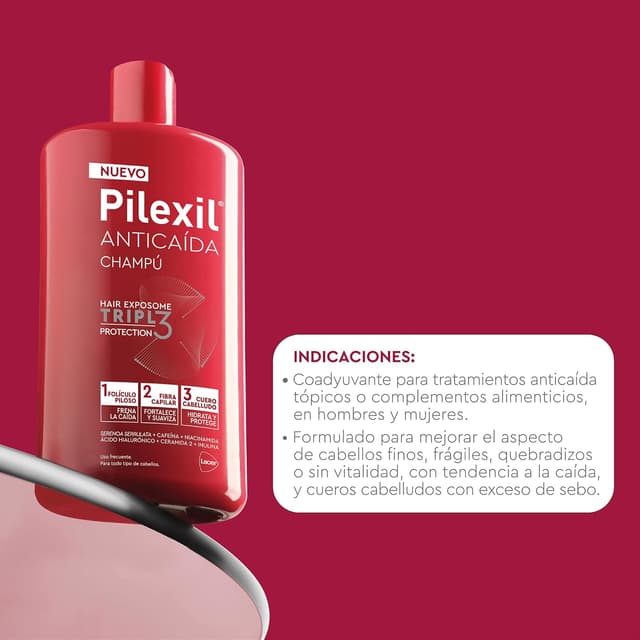 Detalle 2 de PILExil Pilexil Shampoo anticaduta Triple Protection 450 ml – tripla azione su cute, fibra e follicolo
