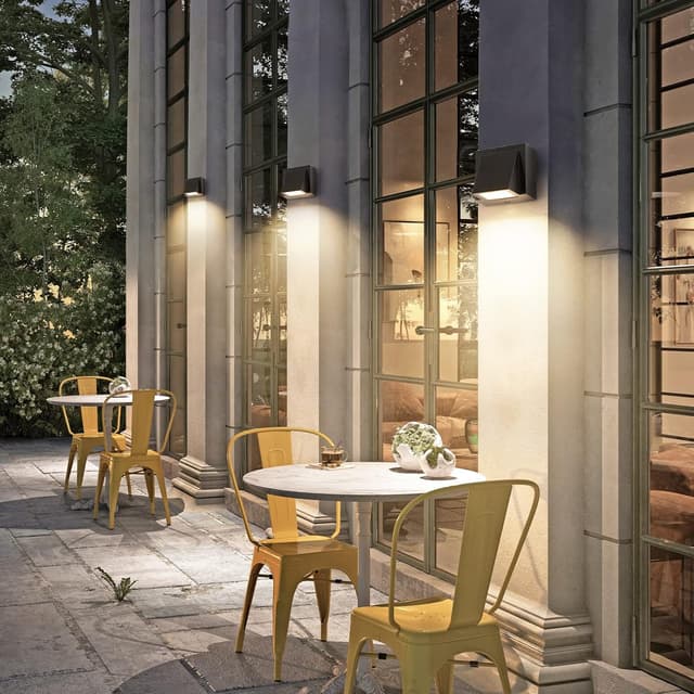 Detalle de Tealight Tealight Applique da parete LED da esterno IP65 Interno-2 da 5W, luce calda 3000K (2 pezzi) nero