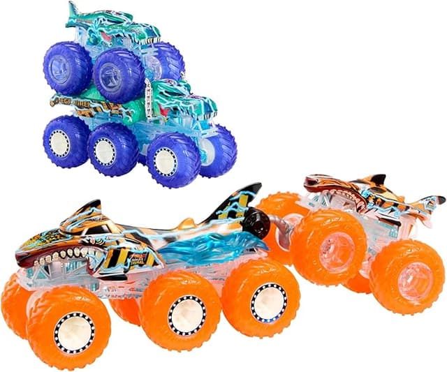 Detalle de Hot Wheels Monster Trucks Power Smashers, Pack 2 🐯🦖