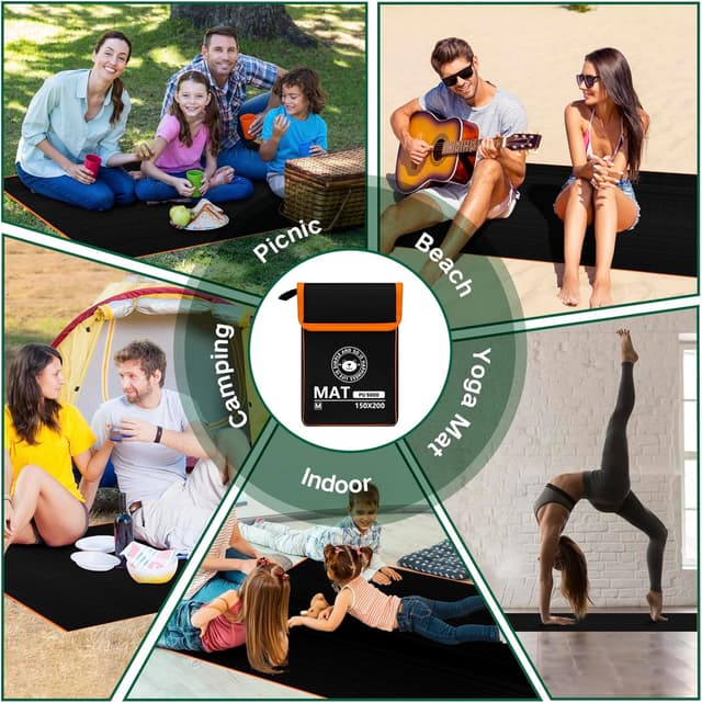 Thumbnail 6 de RUVVDR Telo Picnic Impermeabile 150x200 cm con 4 picchetti a terra (telo mare e coperta pieghevole)