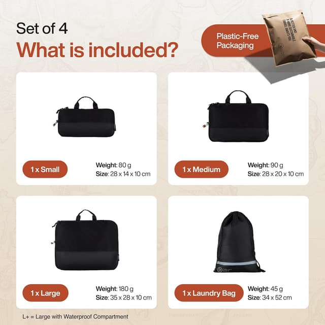 Thumbnail 6 de Travel Dude Compression Packing Cubes (4-piece set) – lightweight compressible organisers in all black