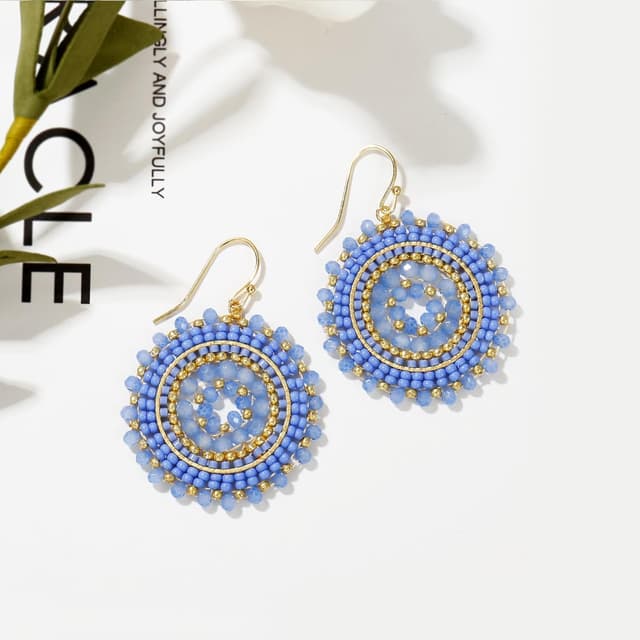 Detalle de Elegance 11 designs Perlenohrringe für Damen (boho, 5 cm) mit Kristallen – Statement für Sommer & Strand