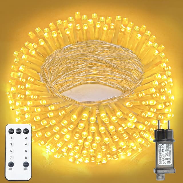Detalle de XmasBokeh LED Lichterkette Außen 20 m (200 warmweiße LEDs) mit Fernbedienung & Timer
