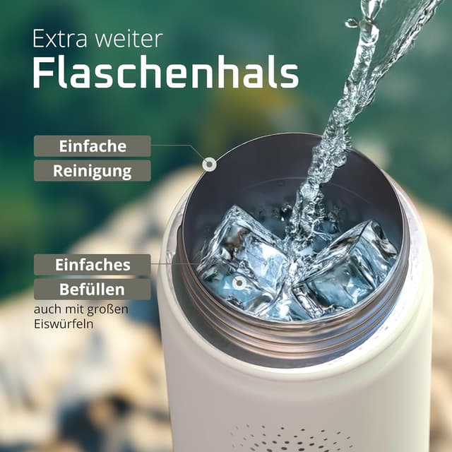 Detalle de ACTIVE FLASK Edelstahl-Trinkflasche mit Strohhalm und 3 Deckeln – auslaufsicher, BPA-frei