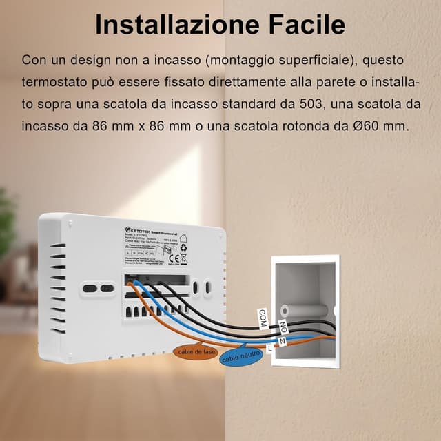 Thumbnail 4 de KETOTEK 503 Termostato caldaia Wi‑Fi programmabile 220V 5A