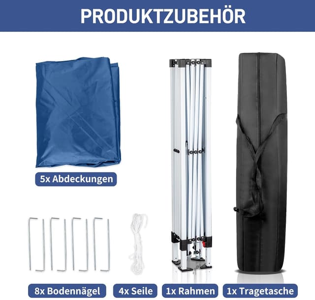 Detalle 2 de LEADZM Pop-up Faltpavillon 3x3 m mit UV-Schutz 50+ und höhenverstellbarem Stahlrahmen