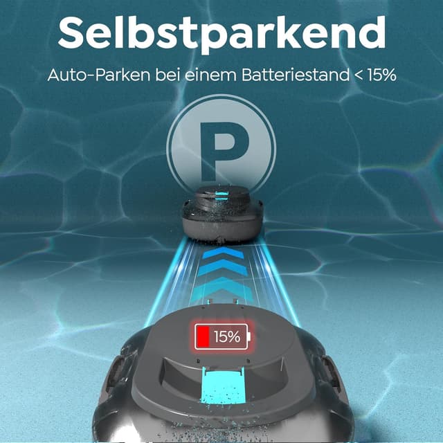 Detalle de TALOSBO (2026 Upgrade) S1PRO Poolroboter – Akku-Poolsauger mit Selbsteinparkfunktion, bis 120 Min Laufzeit für Flachböden bis 100 m²