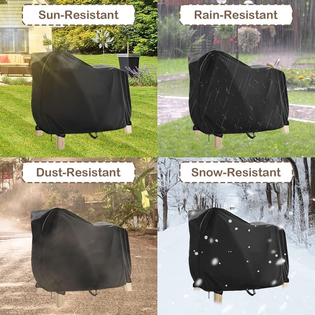 Detalle 2 de Fenghome Abdeckung für Holzpferd (wasserdicht) 140x100x130 cm mit Tunnelzug und Schnallen, Oxford-Stoff Schwarz