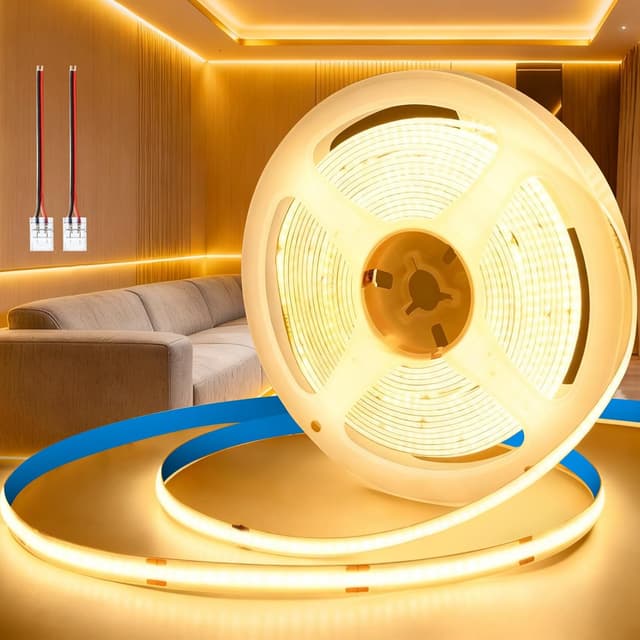 Detalle de KSIBNW 24V COB LED-Streifen Warmweiß, 5 m selbstklebend (3000K, CRI90+, 8 mm) – ohne Netzteil