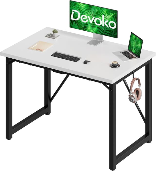 Detalle de Devoko Escritorio Pequeño para Ordenador en Blanco 🖥