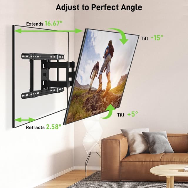 Detalle de USX Mount UL Listed Full Motion TV Wall Mount (42"–85") with Swivel, Tilt & Extension