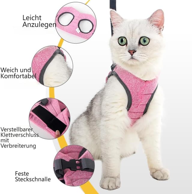 Detalle 2 de Katzengeschirr-Set 100 g Ausbruchsicher, Rosa L