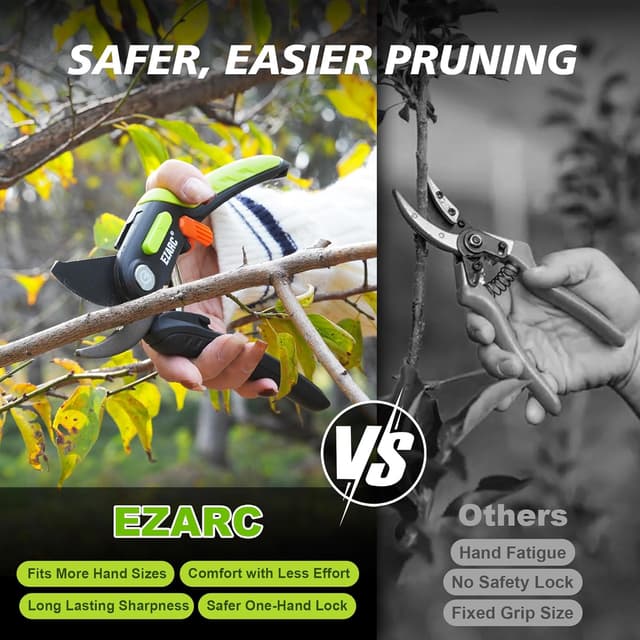 Detalle de EZARC Garden Secateurs bypass pruning shears with SK5 steel blade (20 mm cut capacity), 1 pack