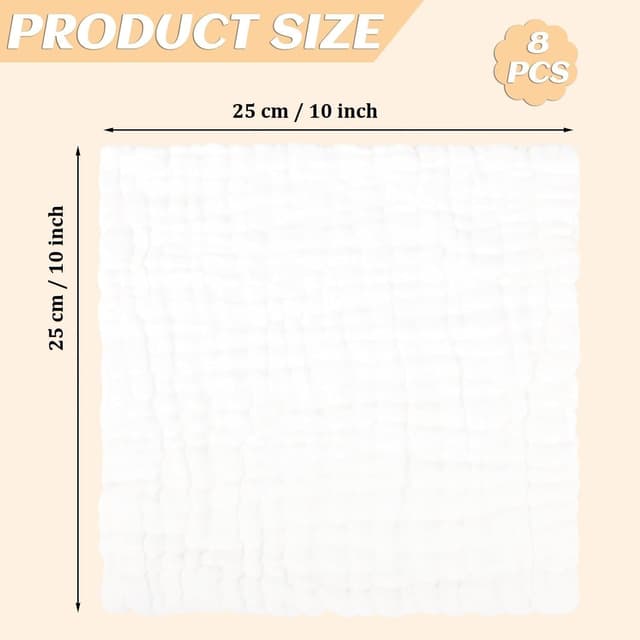 Thumbnail 1 de Lanjue 12x12 Muslin Cloths 8-pack for babies