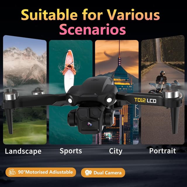 Detalle 1 de Toladrone TD12LCD drone pieghevole con telecamera 4K e trasmissione su schermo LCD