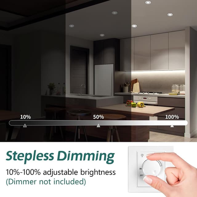 Detalle de KYOTECH LED Einbaustrahler dimmbar 5 W, IP44, 6er-Set (68–75 mm), 3000K/4000K/6500K, 45° schwenkbar