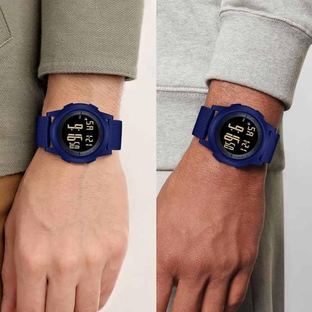 Detalle 2 de HANPOSH Herren Digitaluhr mit Wecker, Stoppuhr und 3ATM Wasserschutz