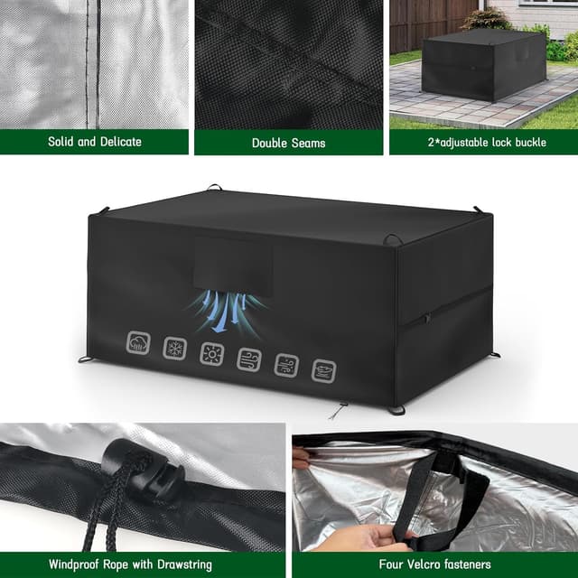 Detalle de Leeko wasserdichte Gartenmöbel Abdeckung (200 × 160 × 70 cm) aus 420D Oxford-Gewebe