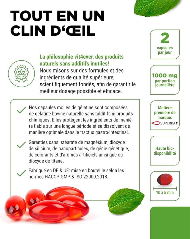 Detalle de Vit4ever Huile de Krill de l’Antarctique (120 capsules) — EPA, DHA, astaxanthine et phospholipides