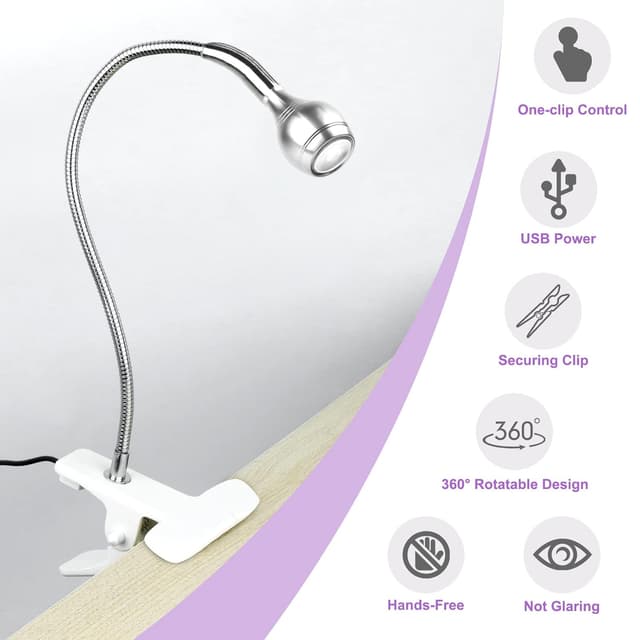 Detalle de Saviland U V Lampe für Gelnägel – flexible Mini-LED Nagellampe mit 360° drehbarem Schwanenhals (3W)