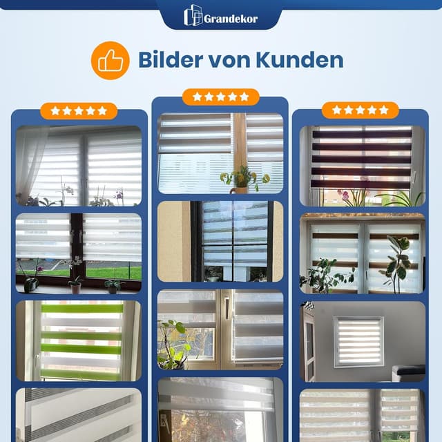 Detalle 2 de Grandekor Doppelrollo Klemmfix 35x130 cm