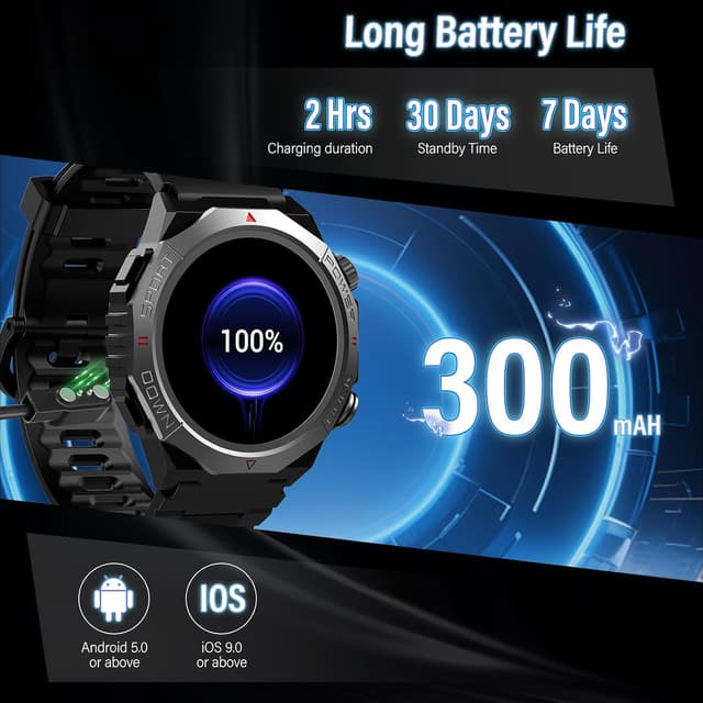 Thumbnail 5 de Military Smart Watch 1.39" HD, 110+ Sports
