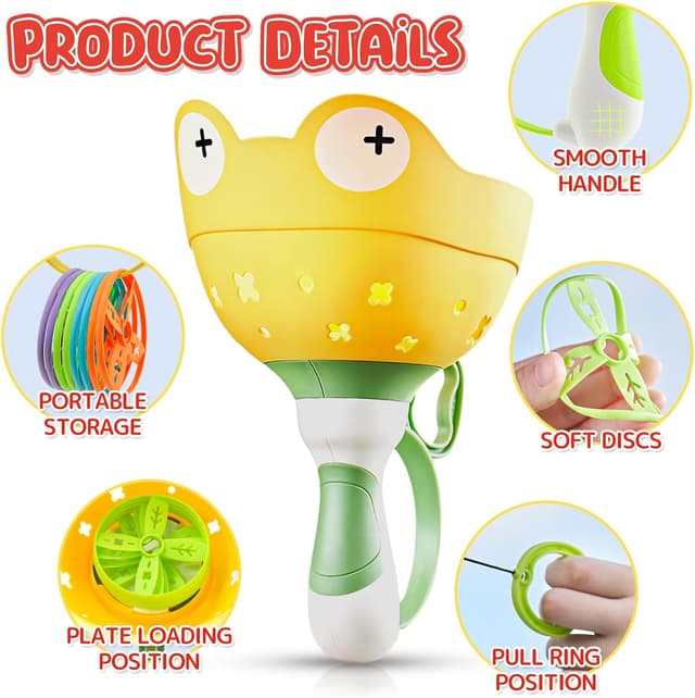 Detalle 2 de Outdoor Spielzeug für Kinder ab 4–8 Jahren: 2x Flying Saucer Launcher mit 24 Discs