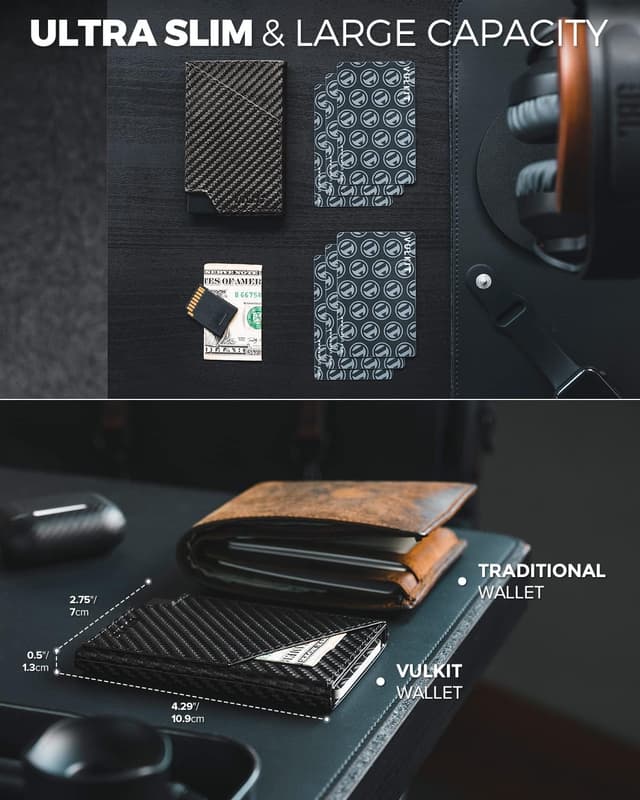 Detalle 2 de VULKIT Tarjetero RFID Delgado de Aluminio con Bolsillo 💳