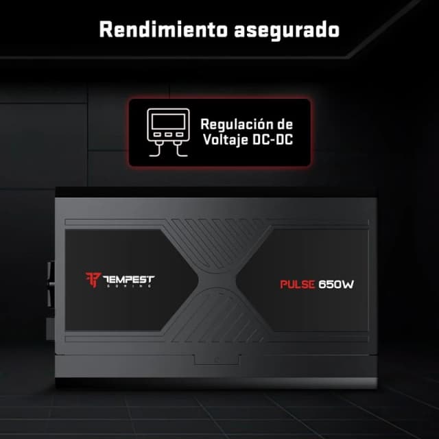 Detalle 2 de Tempest Pulse PSU 650W Cybenetics Silver Fuente de alimentación negra ⚡