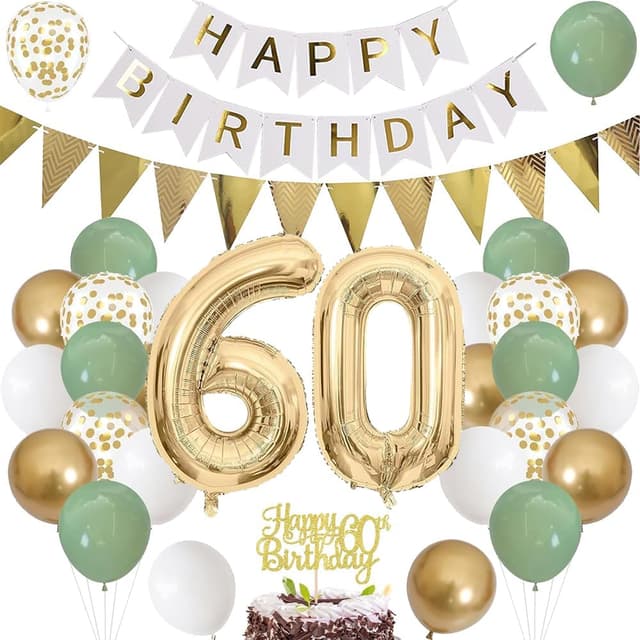 Thumbnail 6 de Luftballon zum 70. Geburtstag – XXL Folienballon Zahl 70 in Salbeigrün (81 cm) mit Deko-Set