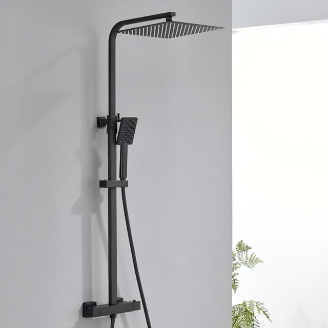 Detalle de Auralum Auralum Duscharmatur Schwarz Thermostatset