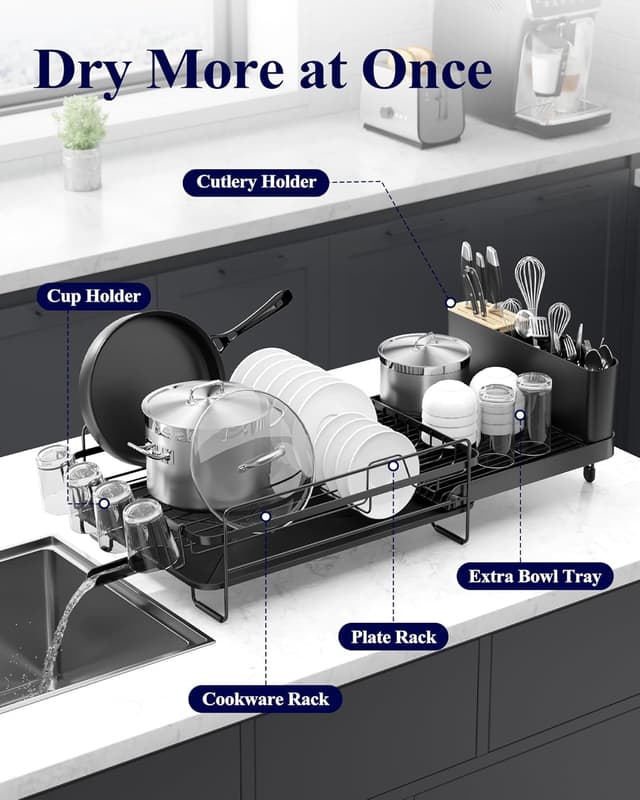 Thumbnail 1 de Kitsure Large Dish Drying Rack Extendable
