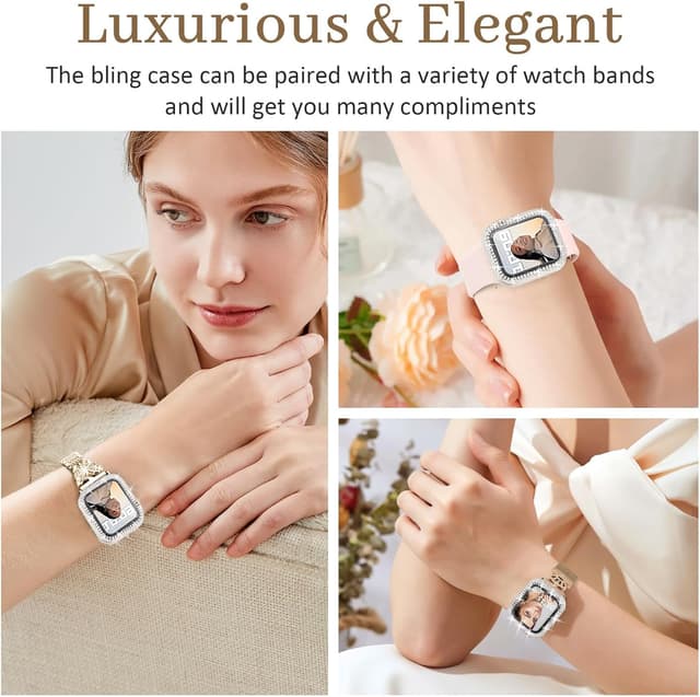 Detalle de Newlibery Bling Watch Case with HD Screen Protector for Apple Watch 40mm (Series 6/5/4/SE/SE2/SE3) — Clear