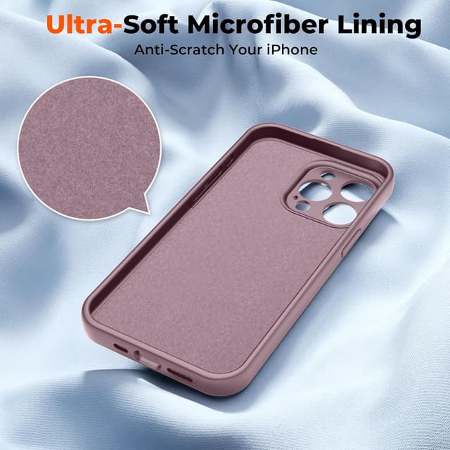 Detalle de SUPFINE Liquid Silicone Case for iPhone 14 Pro (6.1-inch) with Soft Microfiber Lining in Blackcurrant