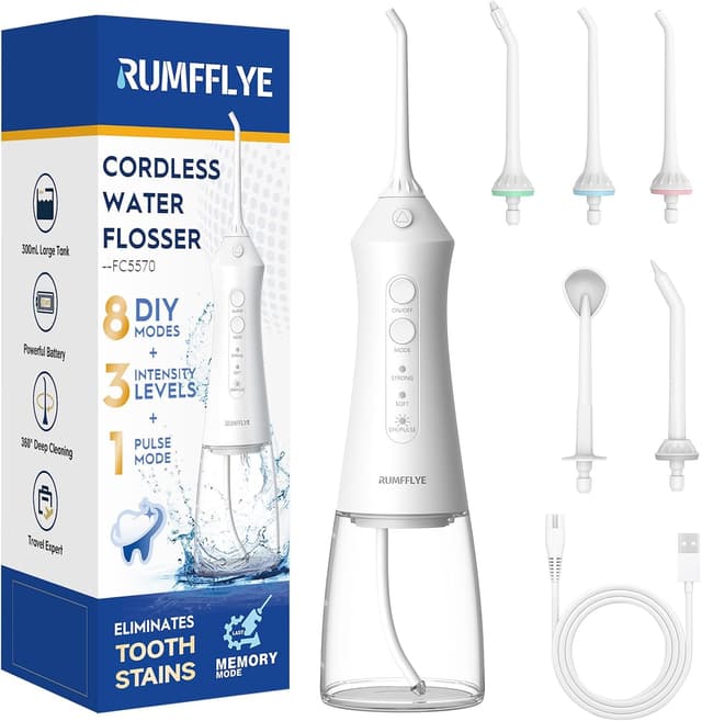 Detalle de RUMFFLYE jet dentaire hydropulseur Water Flosser 12 modes, réservoir 300 ml, IPX7