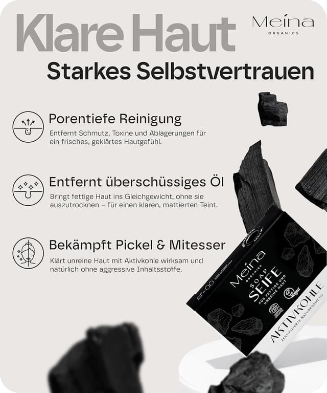 Detalle 2 de Meina Schwarze Seife Aktivkohle 100 g
