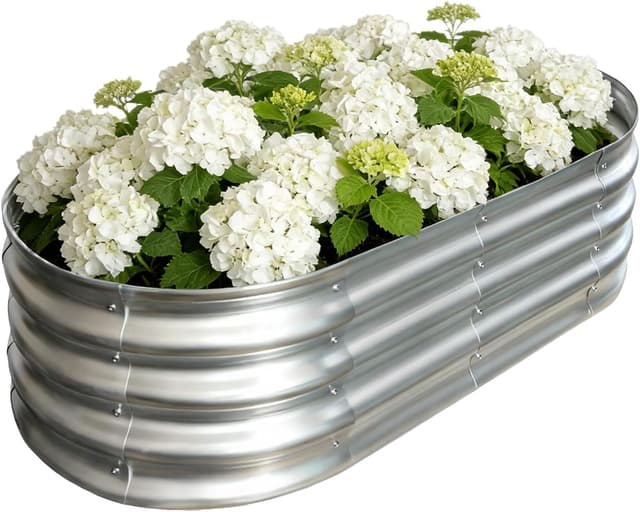 Detalle de Vivagarden Galvanized Raised Garden Bed (4x2x1 ft) — Metal Planter Box for Vegetables, Herbs, Flowers