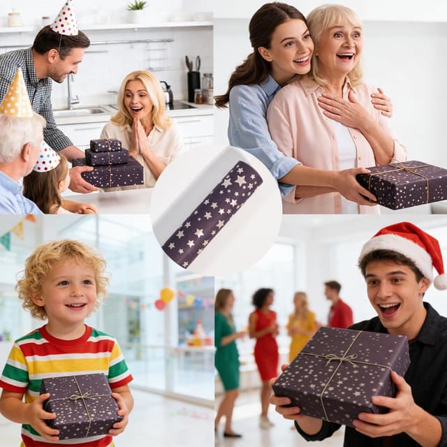 Thumbnail 6 de Birthday Wrapping Paper Roll 43cm x 10m Navy