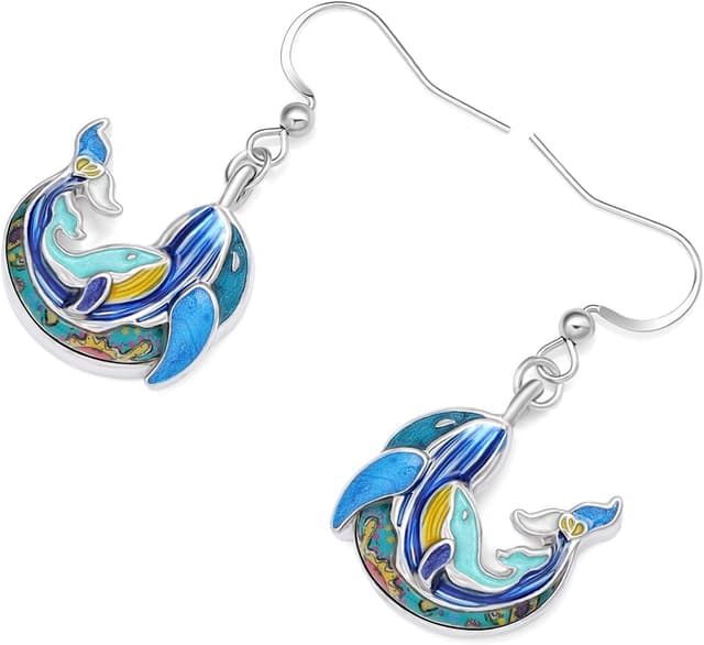 Detalle de LONYOO Emaille „Ozean Tiere“ baumelnde Ohrringe aus Zinklegierung (Meerestiere-Motiv)